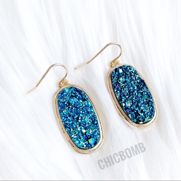 CHICBOMB Blue and Gold Earrings - Picture 3 of 7